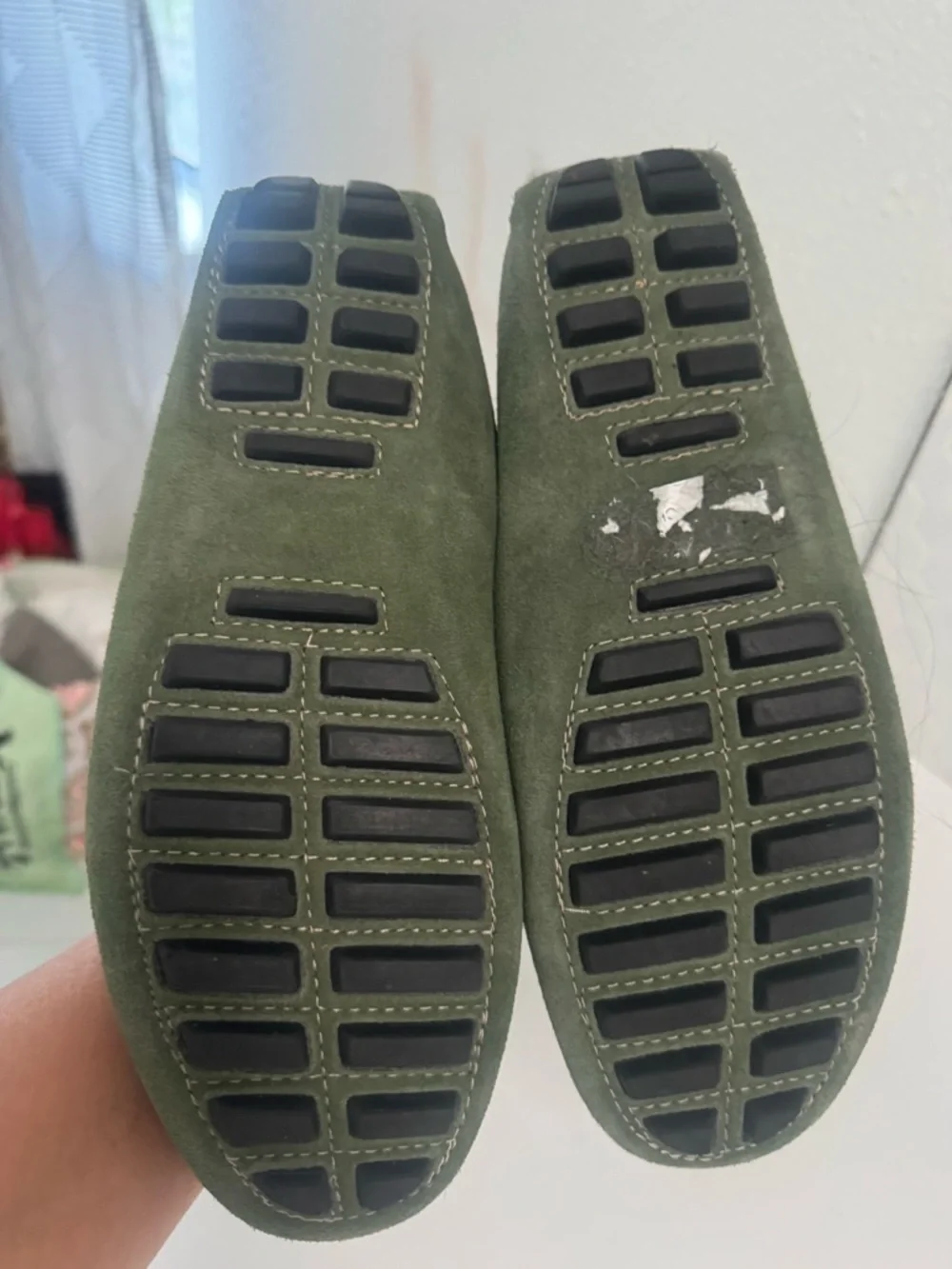 Womens Olive Suede Penny Loafers - Slip-On Comfort